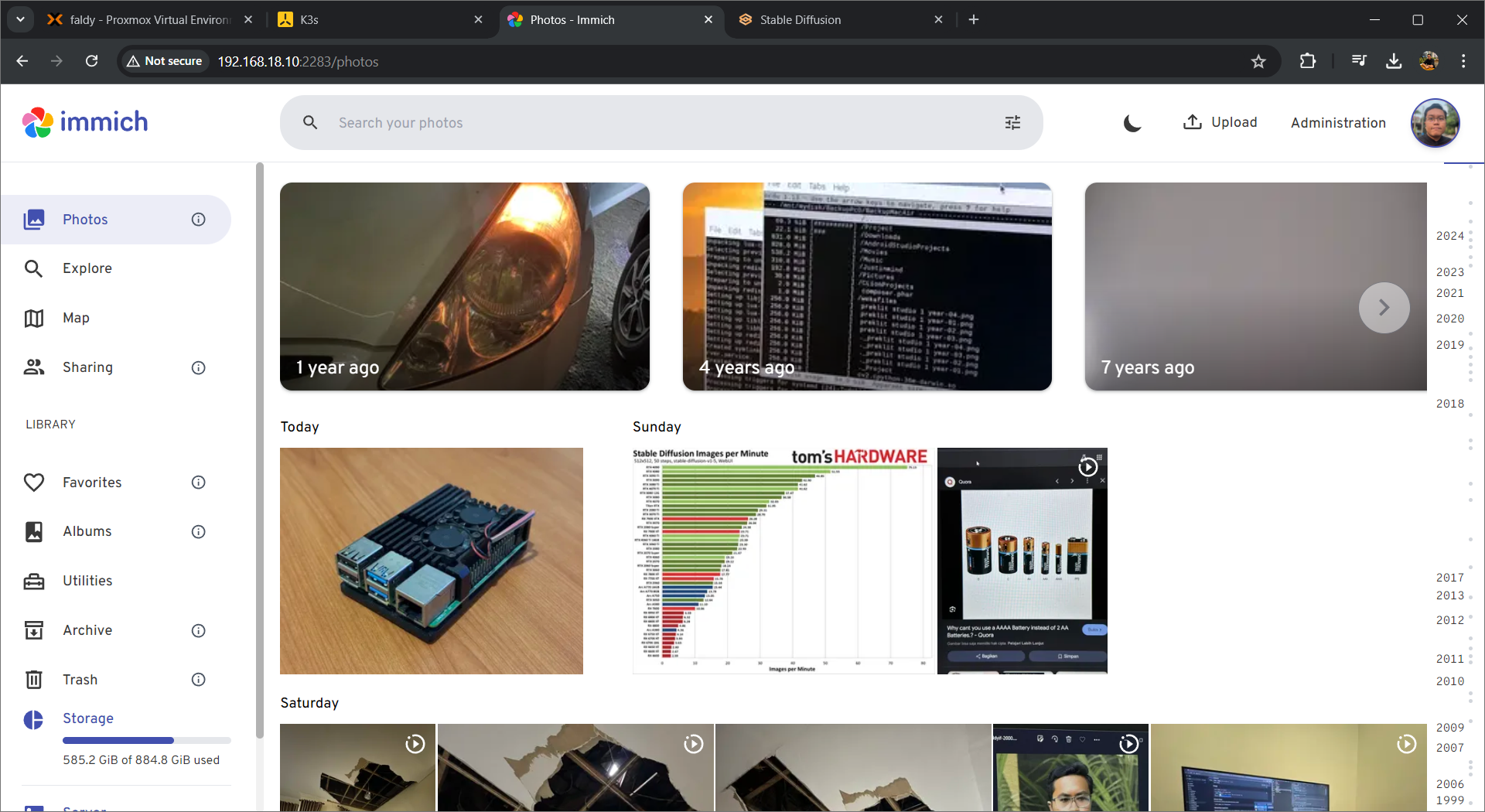 Immich Instance that I have. Look how close the interface with Google Photos.
