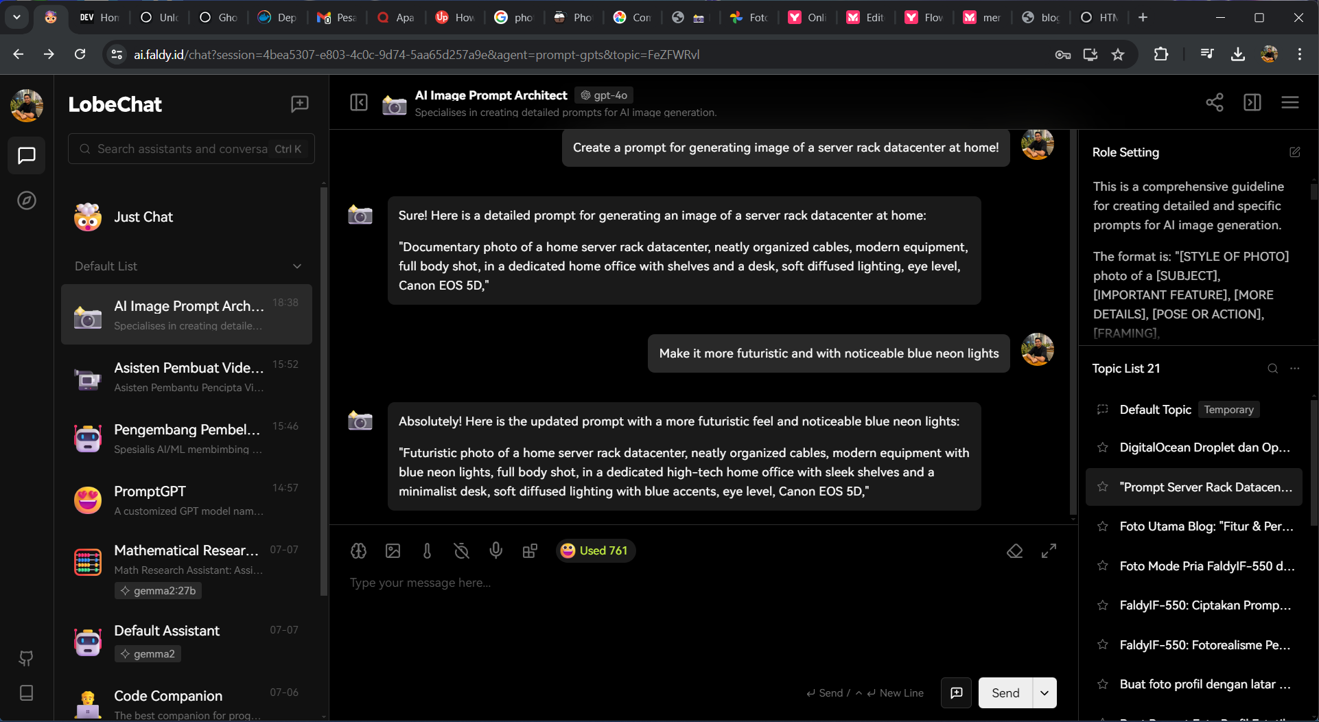 Optimizing Workflow With Lobe Chat to work with Stable Diffusion